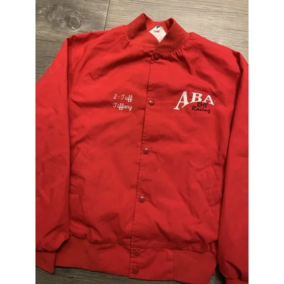 VINTAGE 90s ABA BMX Racing WestArk USA Twill Bomber Jacket Red Adult Small 80s